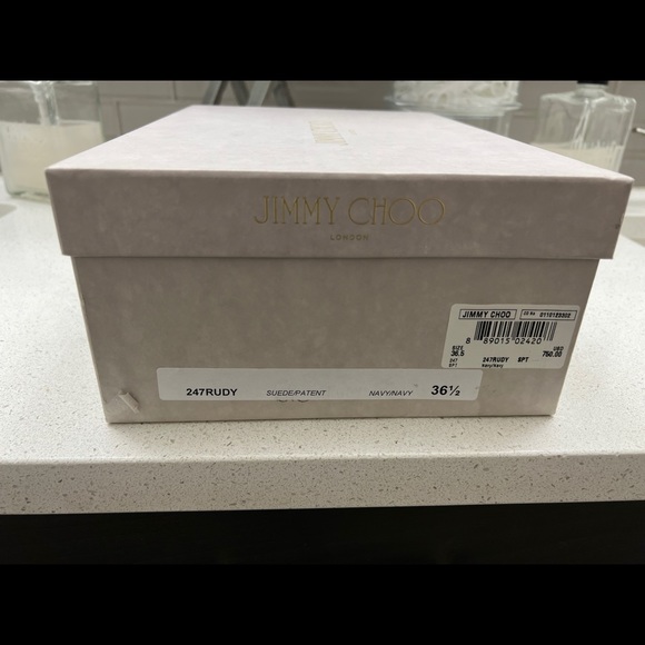 Jimmy Choo Rudy Suede Patent Navy Pumps 100mm - Picture 2 of 13